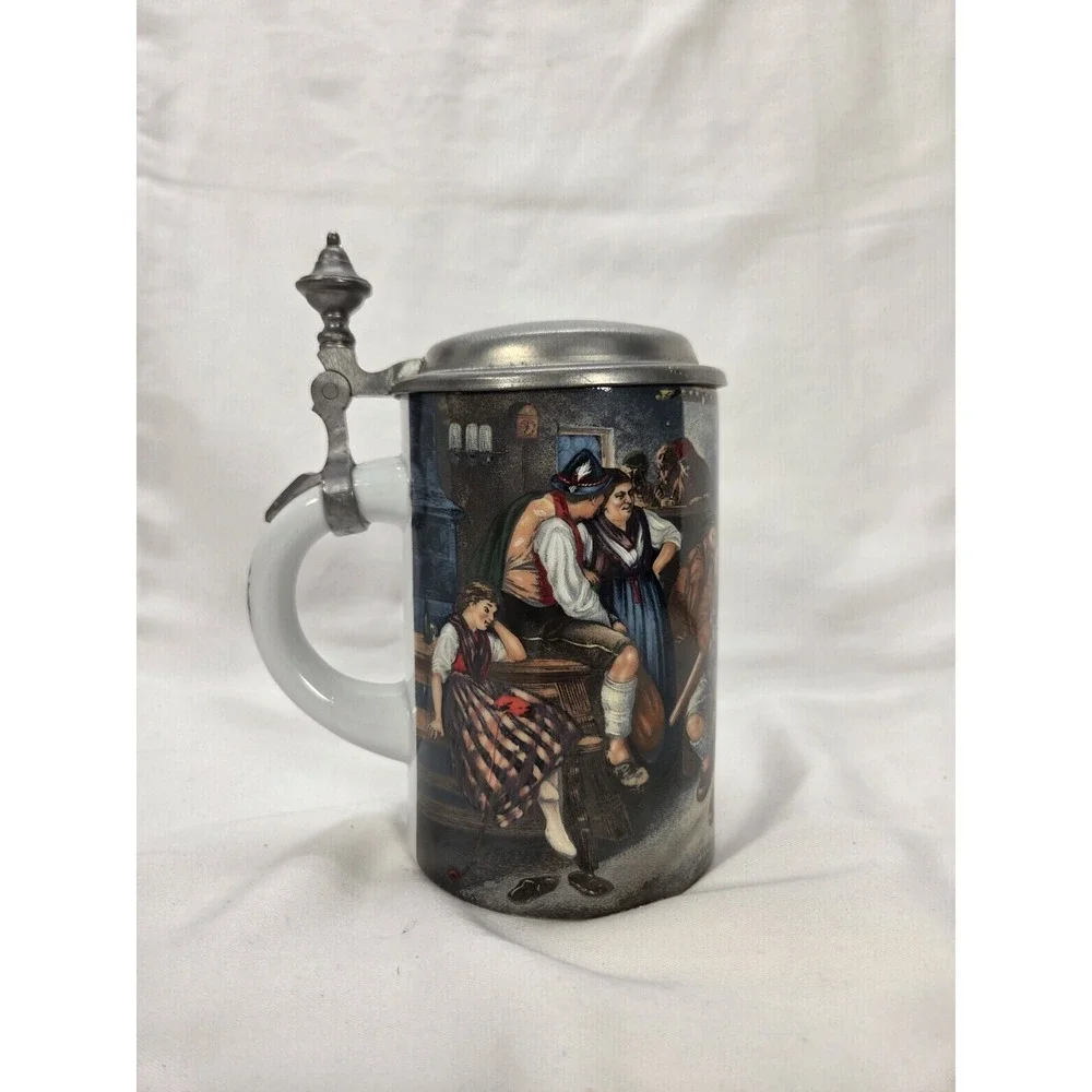 VTG Schrobenhausen German Lidded Stein Breweriana Decorative Artwork Pewter‎ Lid